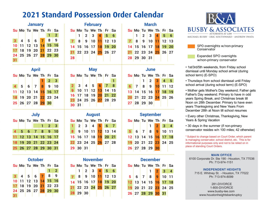 2021 Standard Possession Order Houston Divorce Lawyer