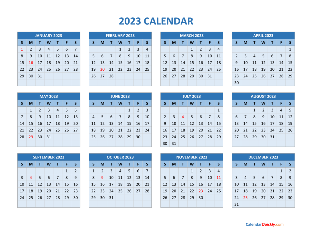 2023 Calendar Calendar Quickly