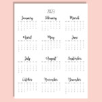 2023 Calendar Template 8 5 X 11 Inches Vertical Year At A Etsy