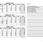 2023 Quarterly Calendar PDF Free Printable Templates