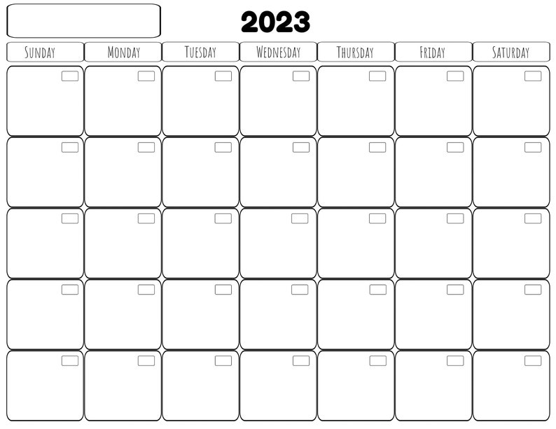 8 5 X 11 Blank 2023 Calendar Page Template Monthly Planner Etsy