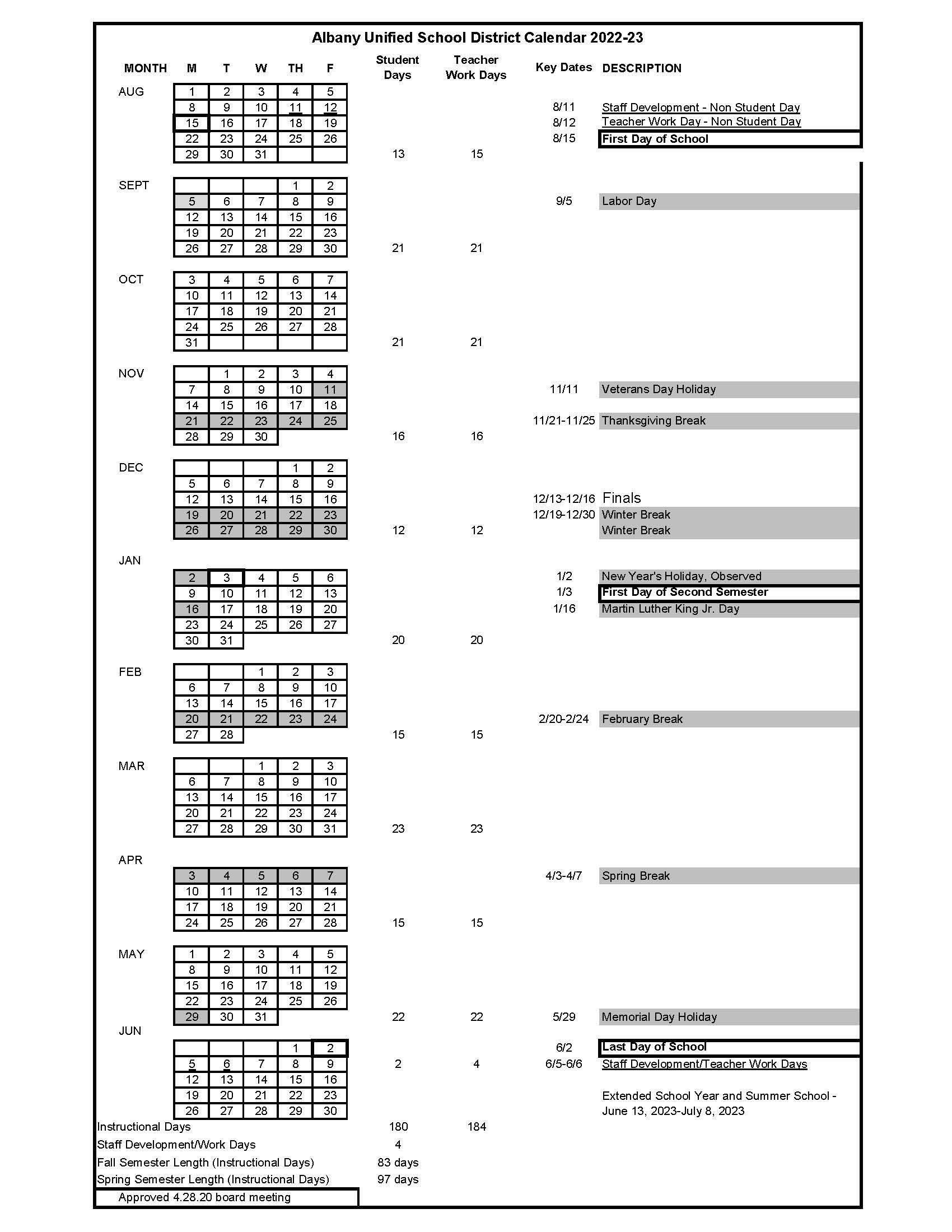 Academy Learning Center Calendar Shiela Furman