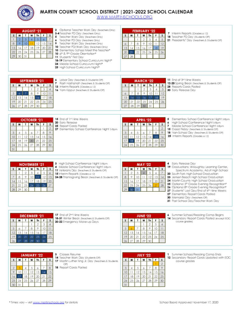 Back To School 2021 2022 MARTIN COUNTY SCHOOL DISTRICT