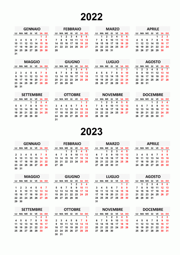 Calendario 2022 2023 Calendario su