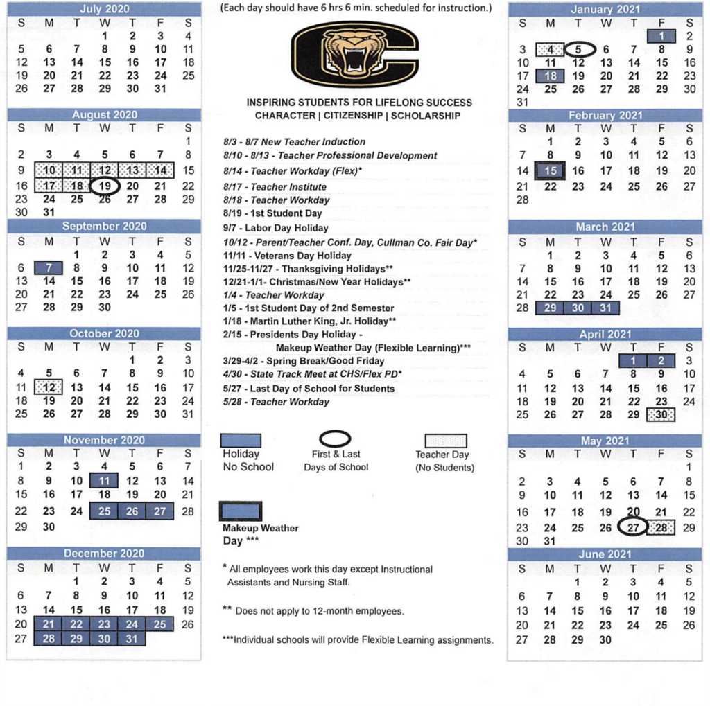 CCS Calendar 2020 2021 CCS Calendar