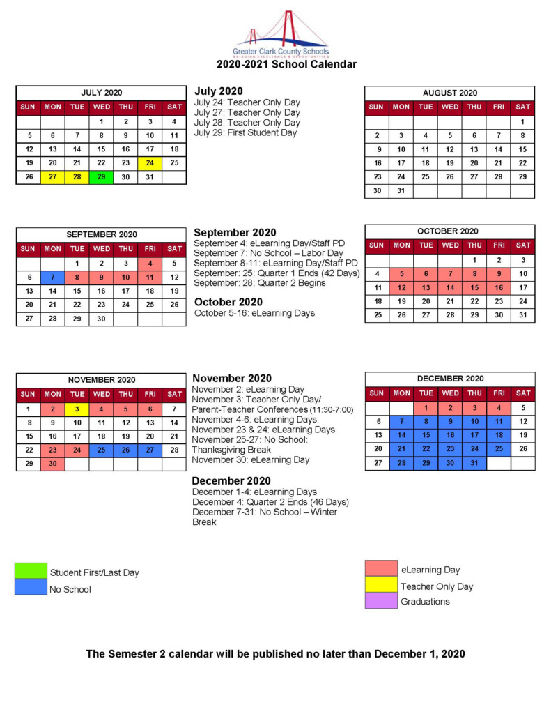 Greater Clark County Schools Calendar 2021 And 2022 PublicHolidays us