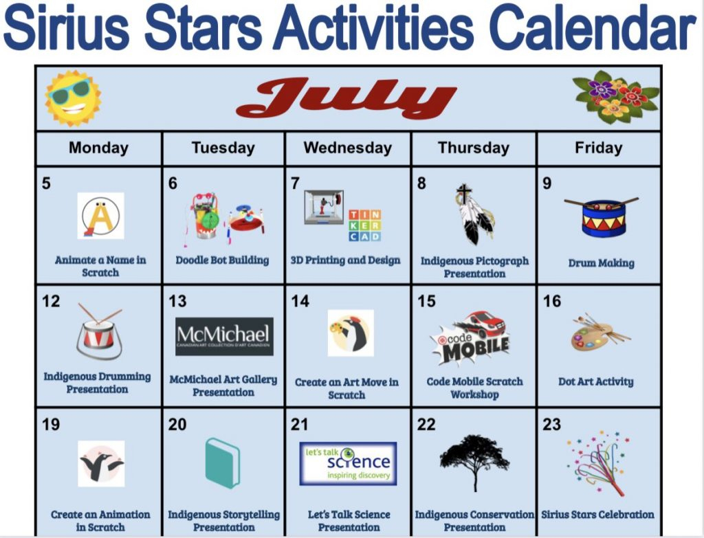 Making Plans YCDSB Sirius Stars SLP Activities Calendar Ontario