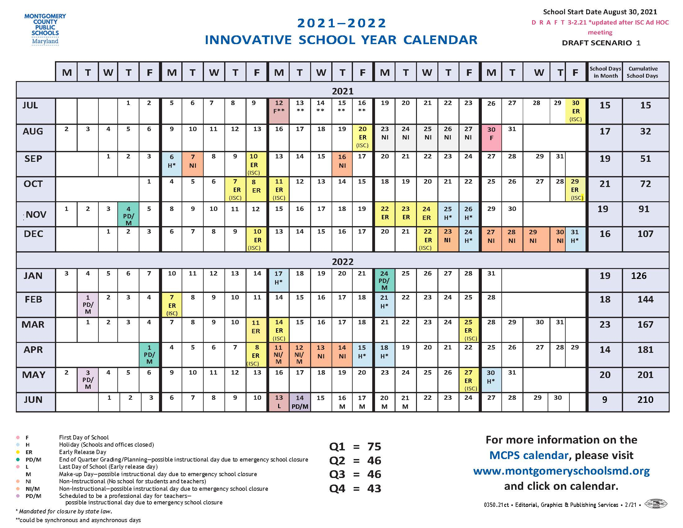 Maryland Montgomery County Public Schools Calendar 2022 23 January