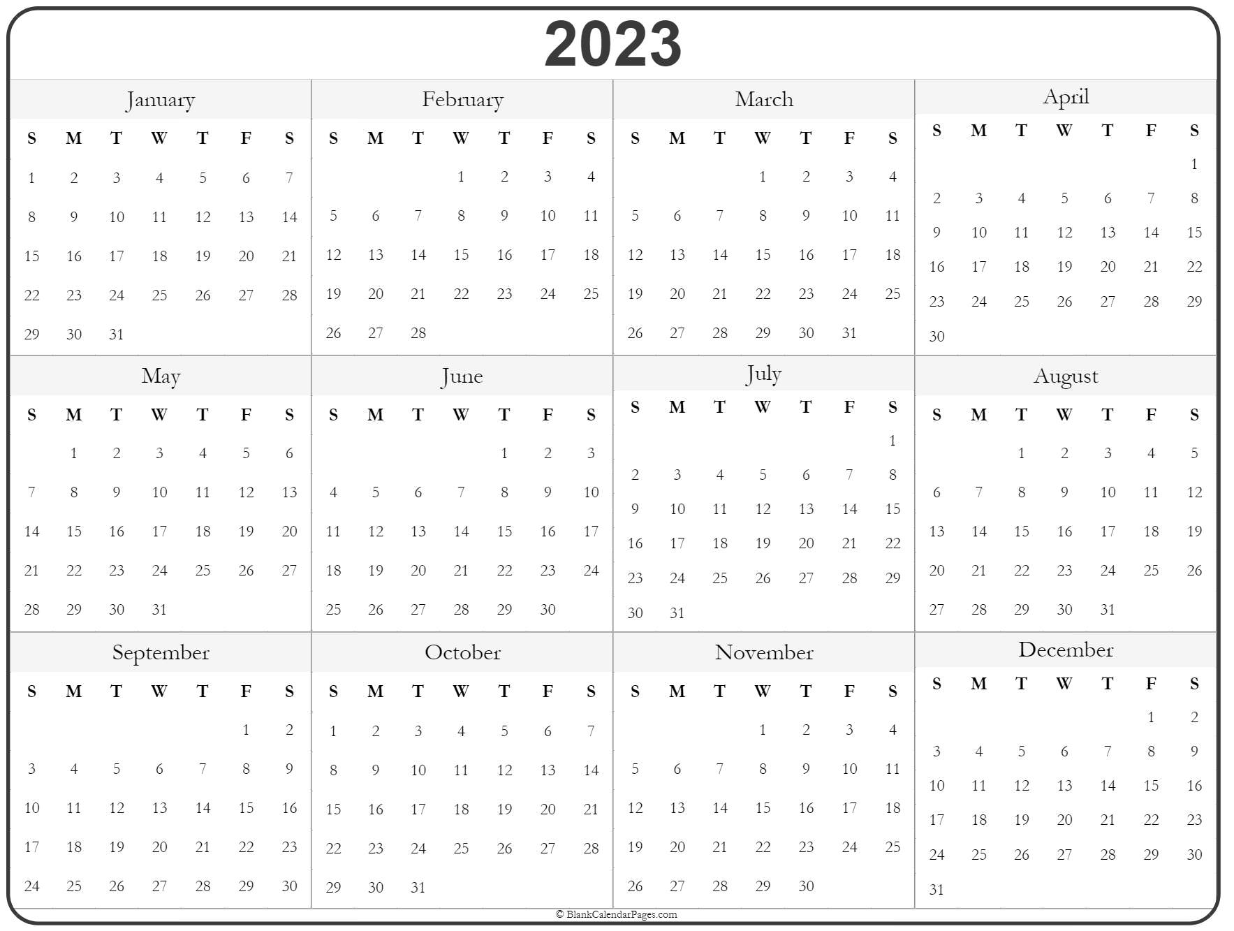 Printable Full Year Calendar Calendar Templates