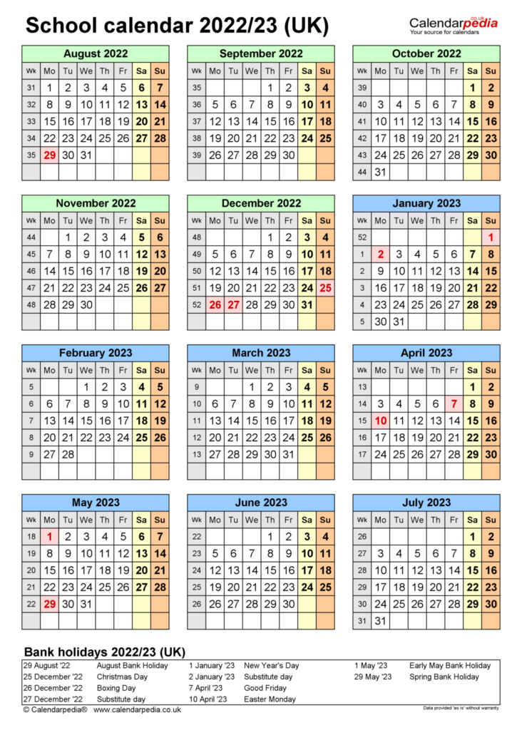 School Calendars 2022 2023 As Free Printable Word Templates With Aiken 