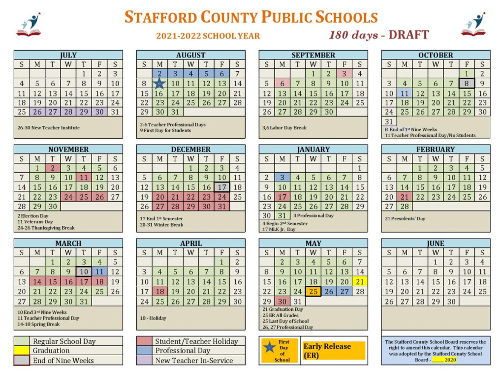 Stafford County Public Schools Calendar 2022 2023 Blank Calendar 2022