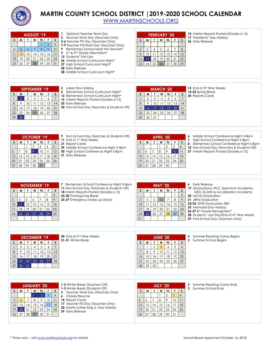 Martin County Calendar CountyCalendars net