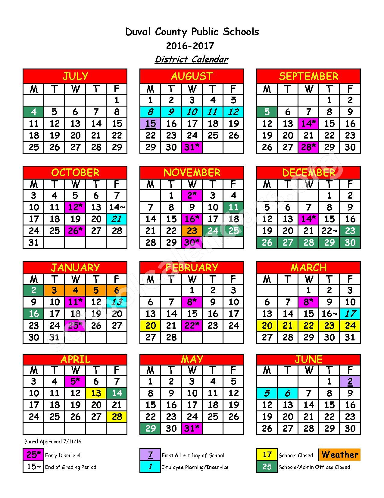 Duval County Calendar