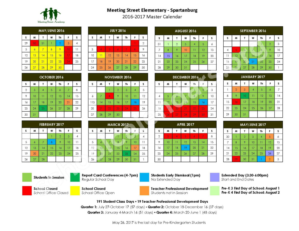 2016 2017 District Calendar Spartanburg School District 7 