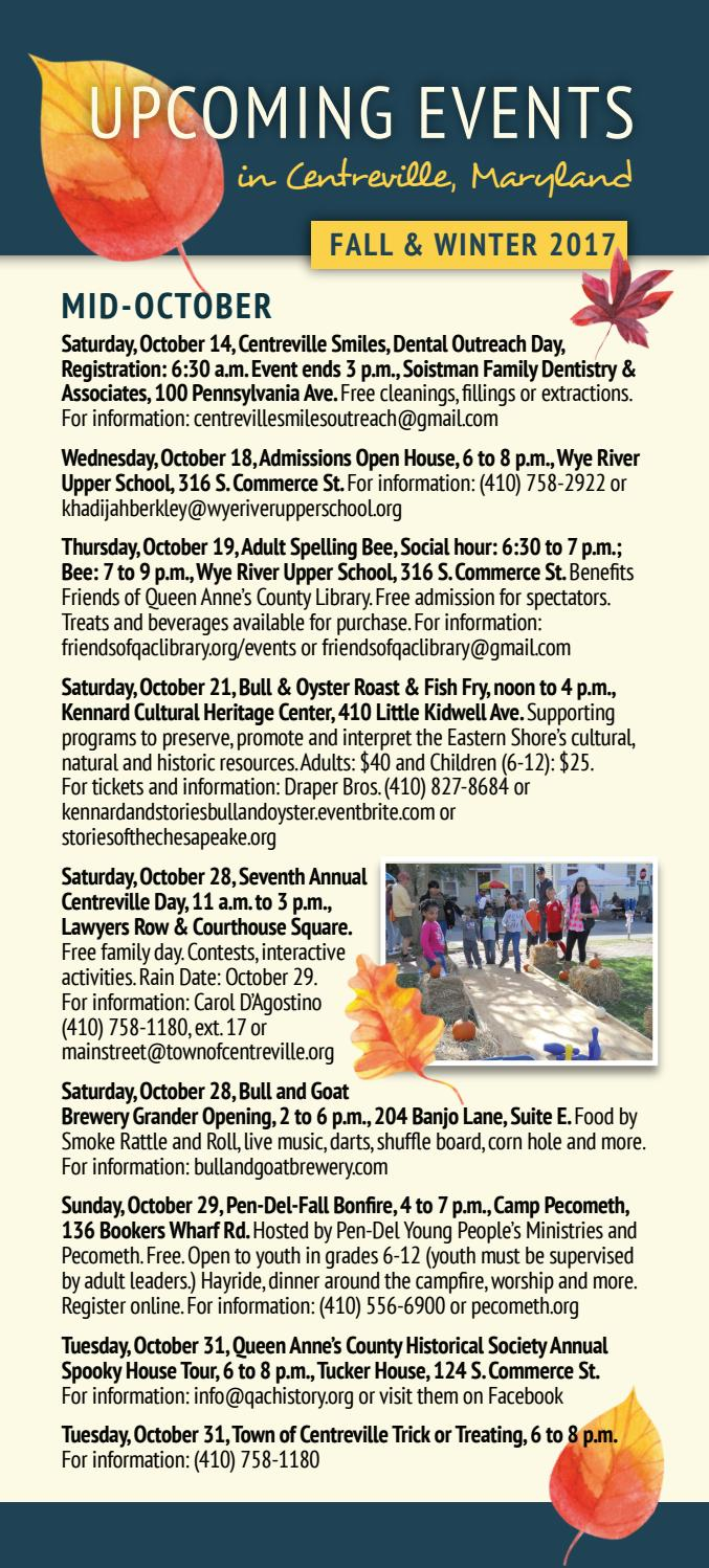 2017 Centreville MD Fall Winter Events Calendar By Centreville Main
