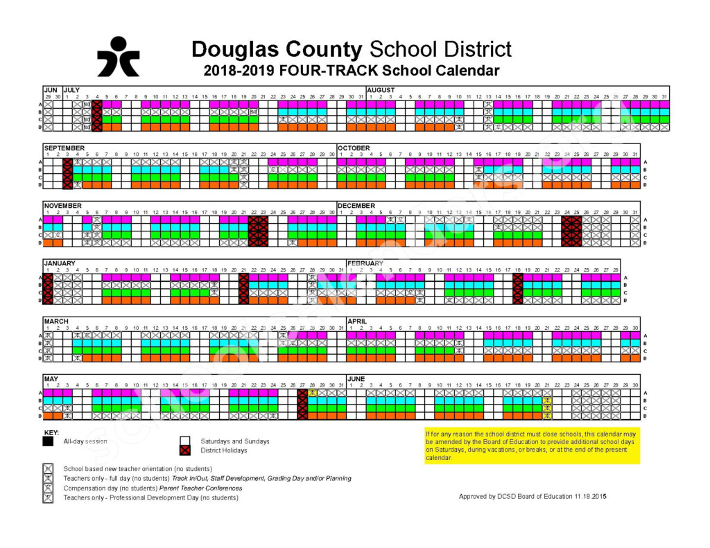 2018 2019 Four Track Calendar Douglas County School District 