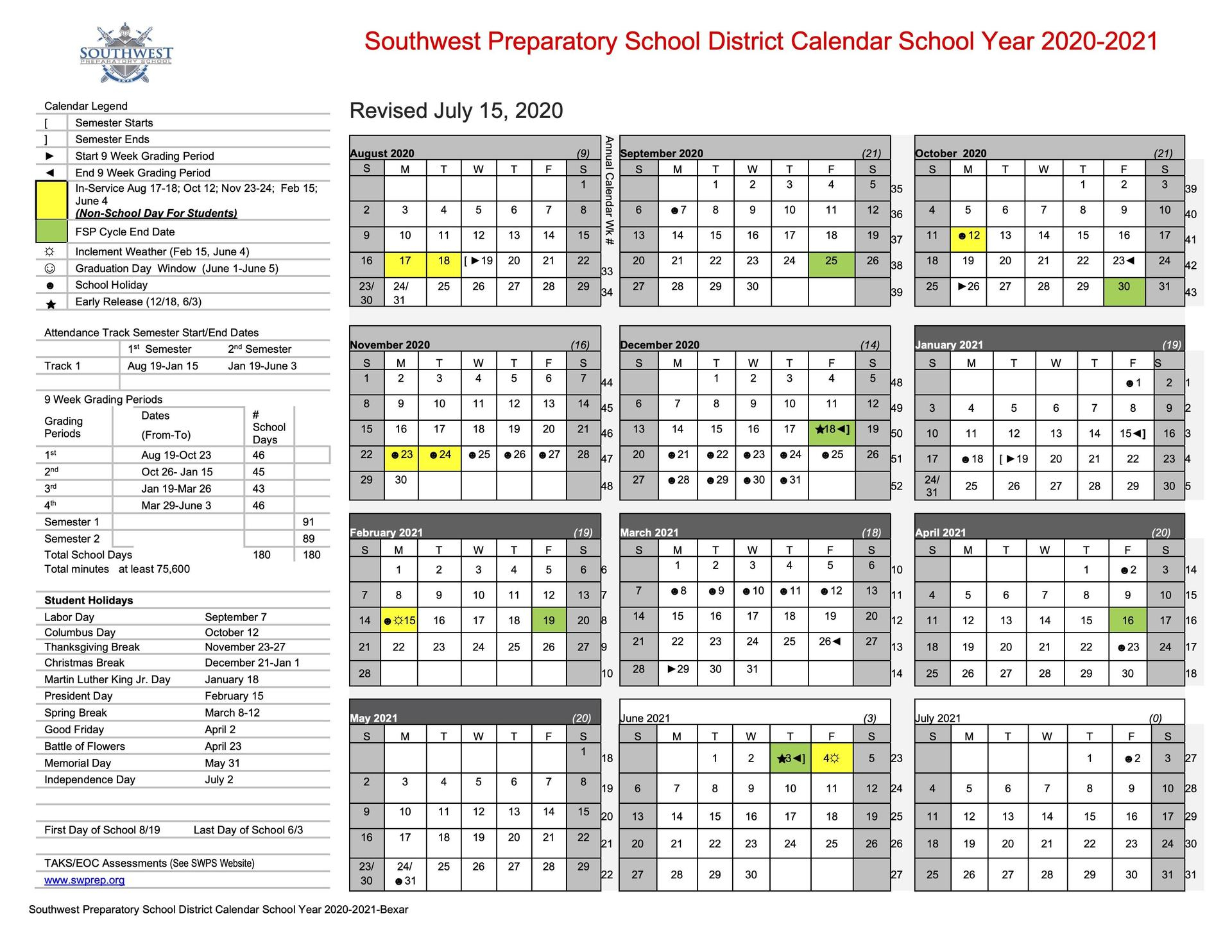 County Prep Calendar