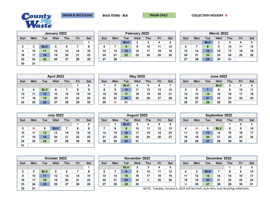 2022 County Waste Of PA Collection Calendar Laflin Borough On The Web