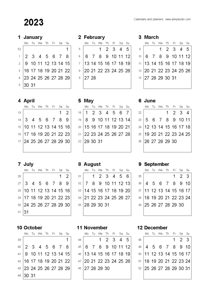 2023 Calendar With Week Numbers 2023 Calender