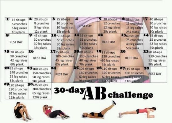 Abs And Arms Month Long Challenge MyFitnessPal July Calendar