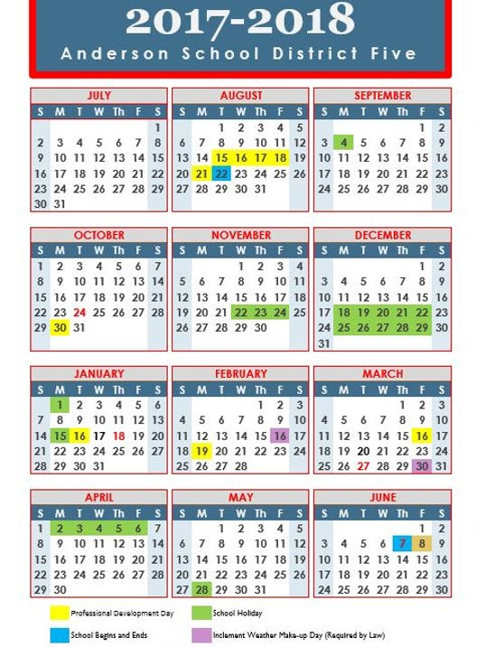 Anderson County School Calendar Proposed Approved By Some