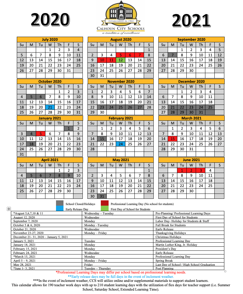 Calhoun City Schools Calendar 2021 And 2022 PublicHolidays us