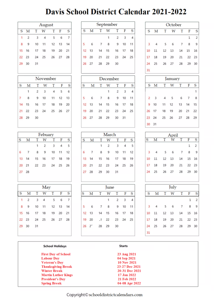 Davis School District Calendar School District Calendars