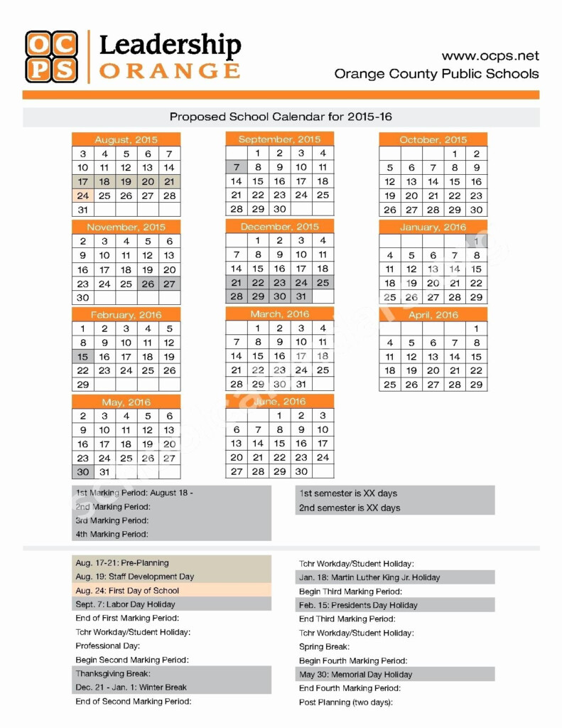 Exceptional School Calendar Orange County School Calendar Homeschool Calendar Academic Calendar