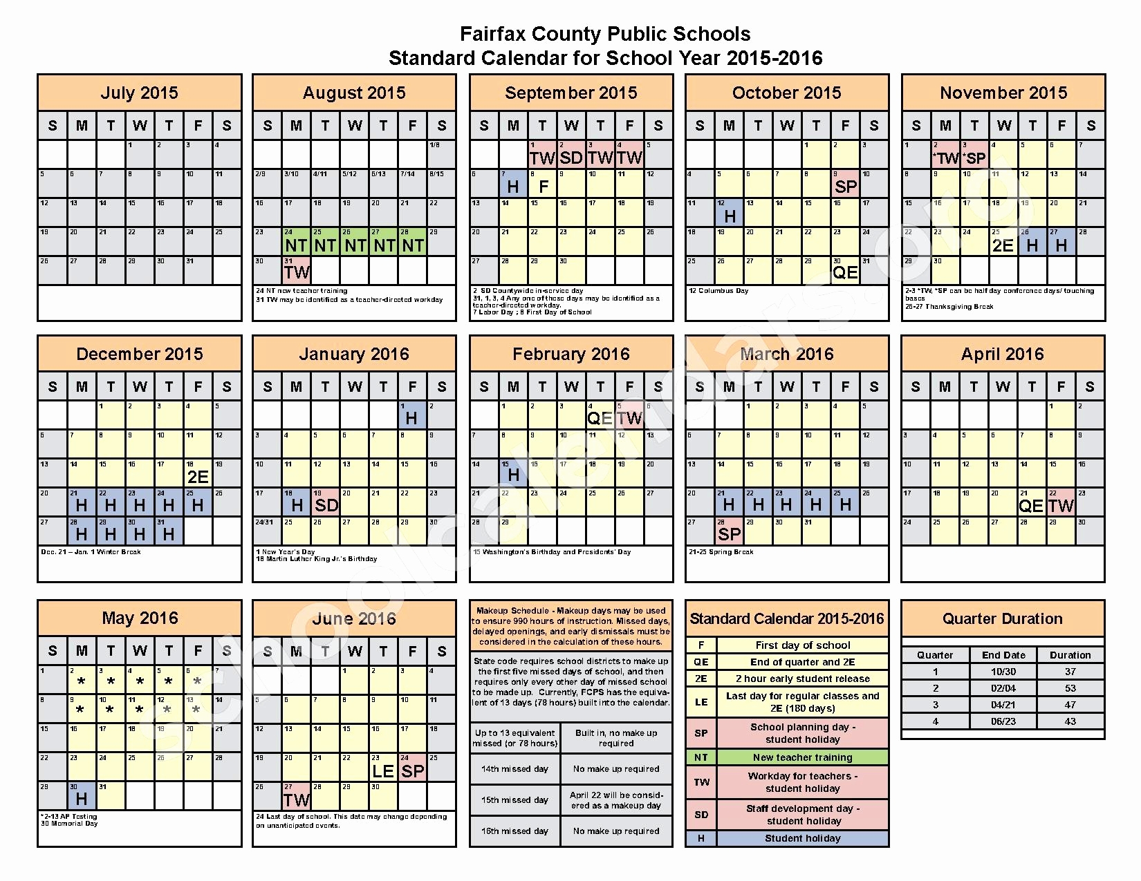 Fairfax County Calendar