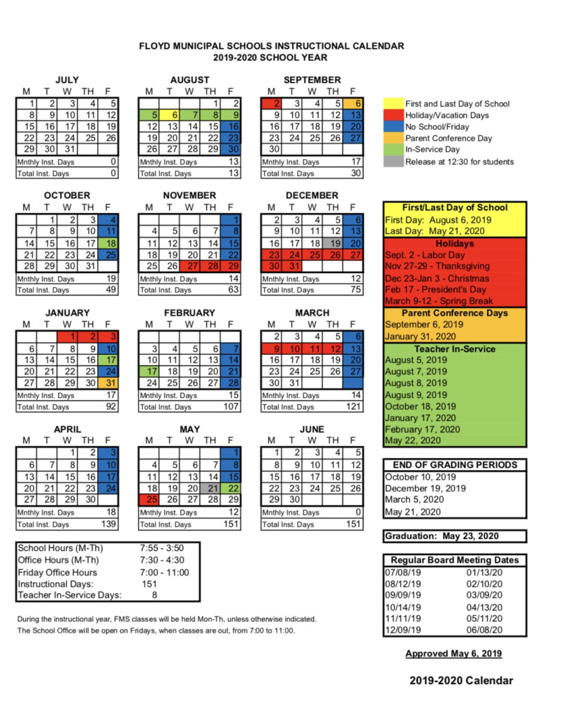 Floyd Schools 2019 2020 Calendar Supply List The Roosevelt Review