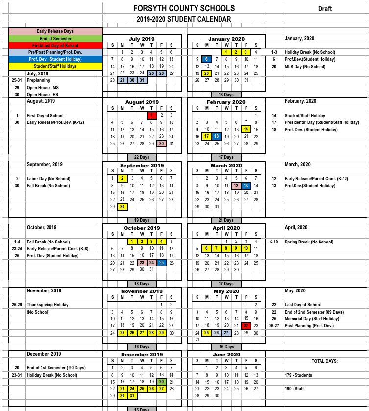 Forsyth County Schools Calendar 2021 22 April 2021
