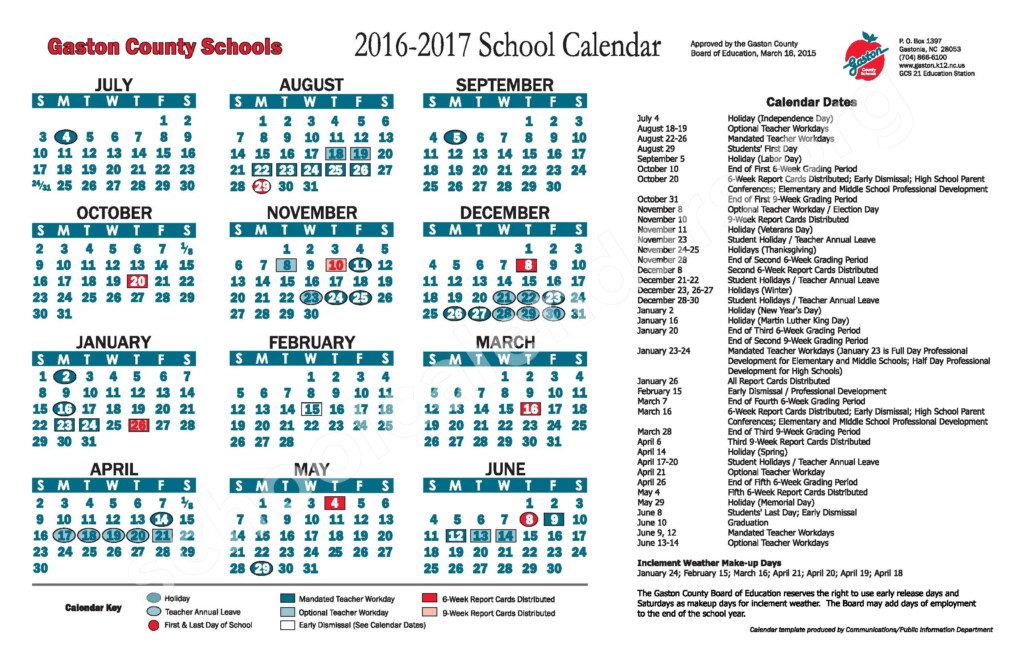 Gaston County Schools Calendar Qualads