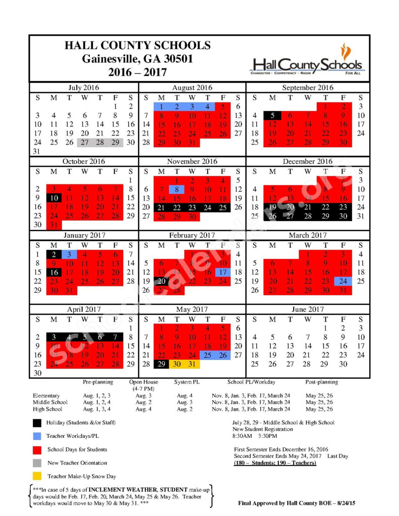 Hall County Schools Calendar Exam Calendar