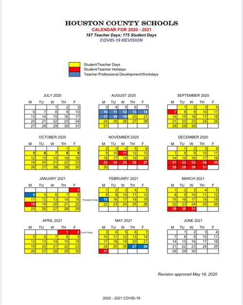 Houston County Board Of Education Calendar 2016 17 Board Poster