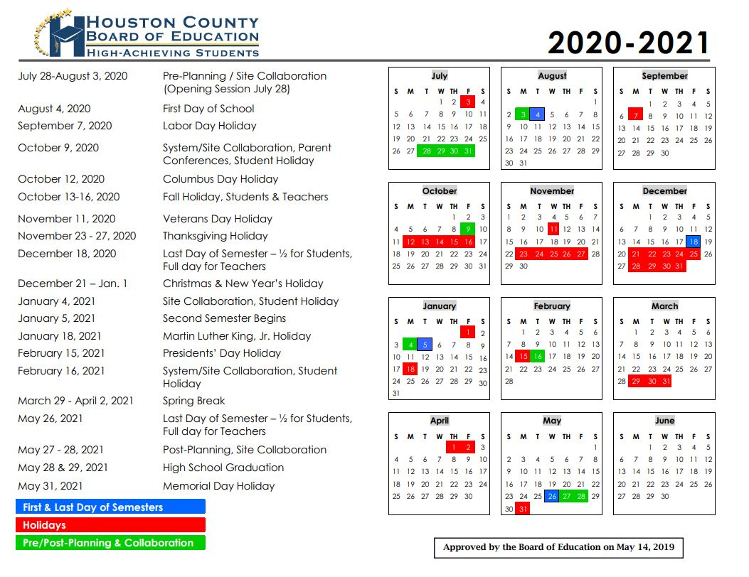 Houston County Board Of Education Calendar Printable Calendar 2022 2023