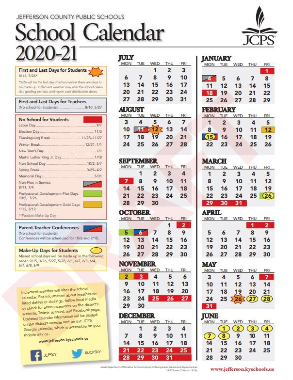 Jefferson County Public Schools Calendar 2021 Calendar 2021