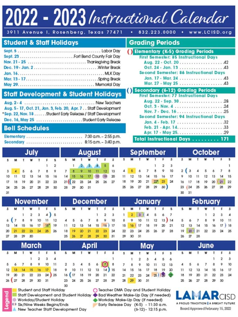 Lamar Academic Calendar