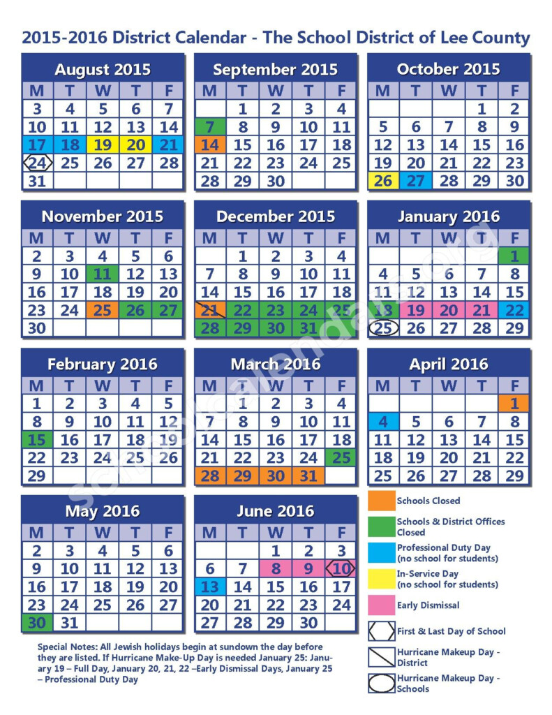 Lee County School District Calendars Fort Myers FL