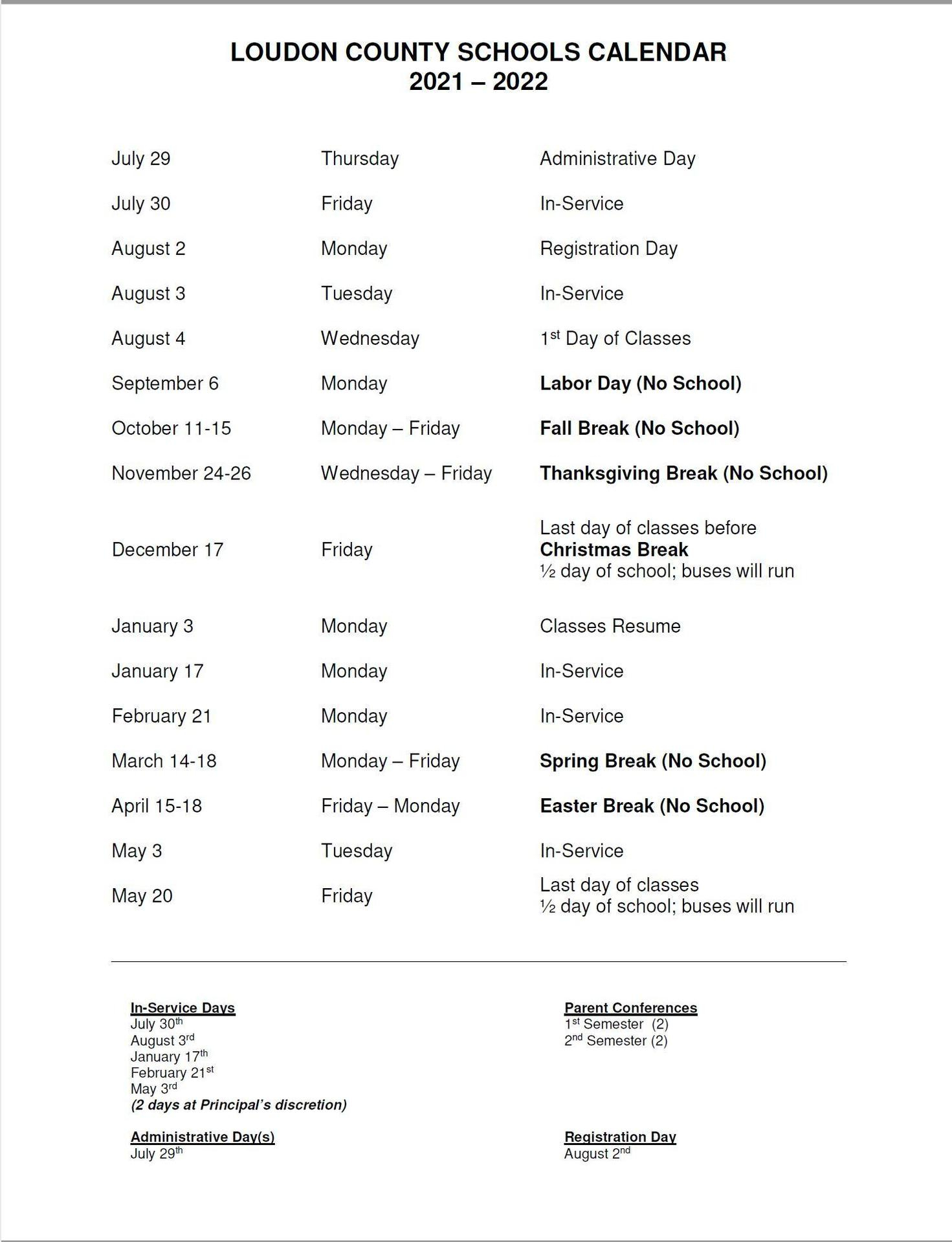 Loudoun County Public Schools Calendar 2022 2023 August Calendar 2022