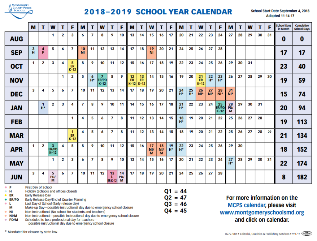 MCPS Sets 2018 2019 Calendar Shortens Spring Break The Current