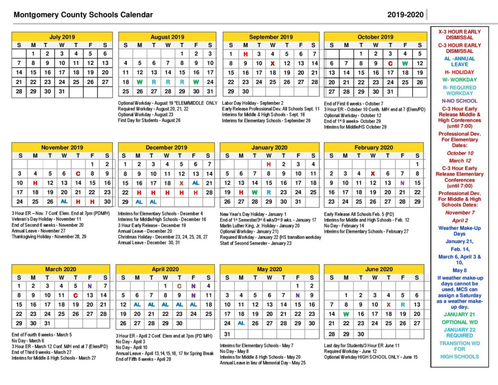 Montgomery County School Calendar With Holidays Https www 