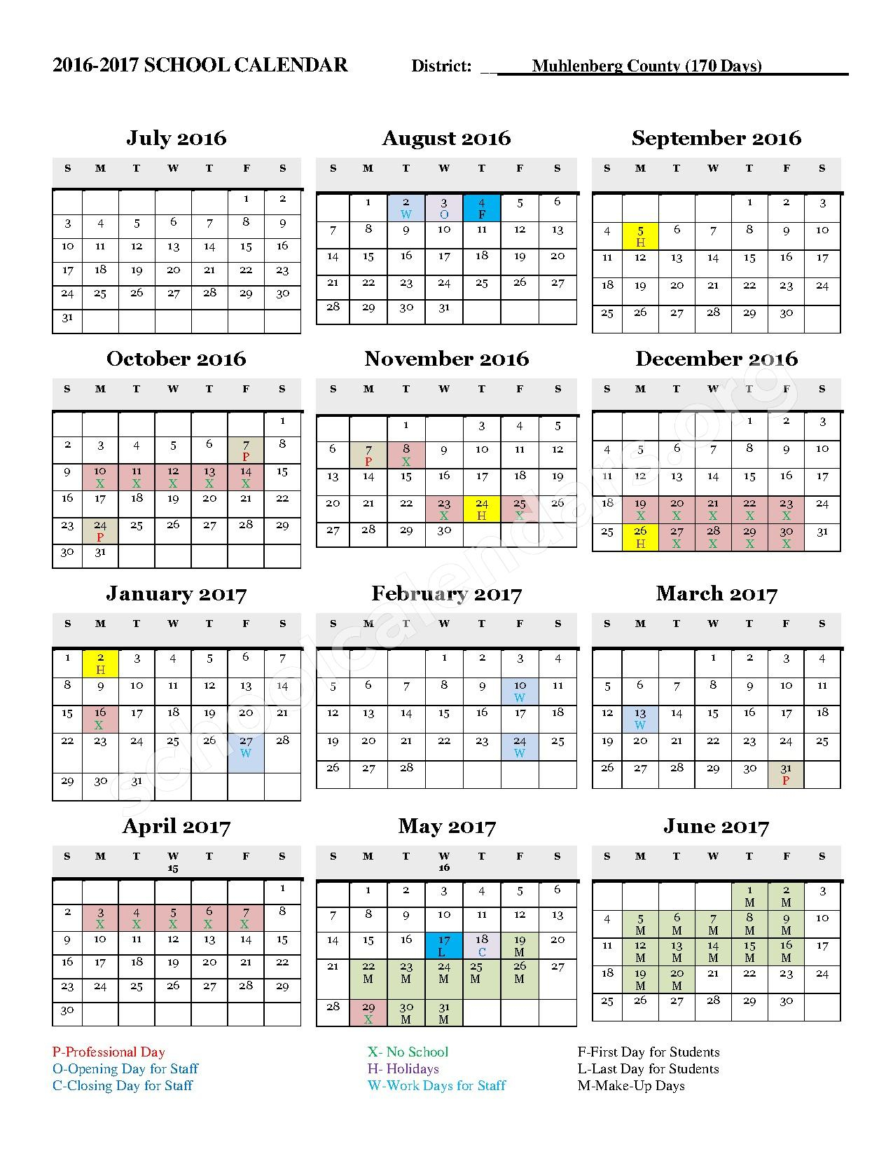 Muhlenberg County School District Calendars Greenville KY