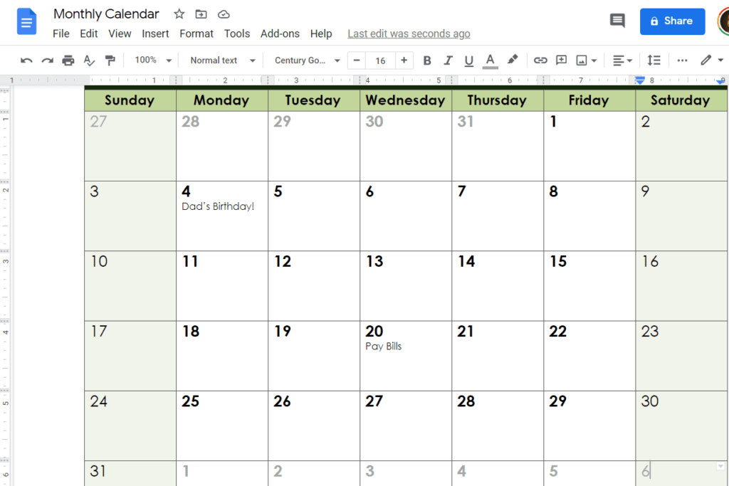 Printable Calendar 2022 Google