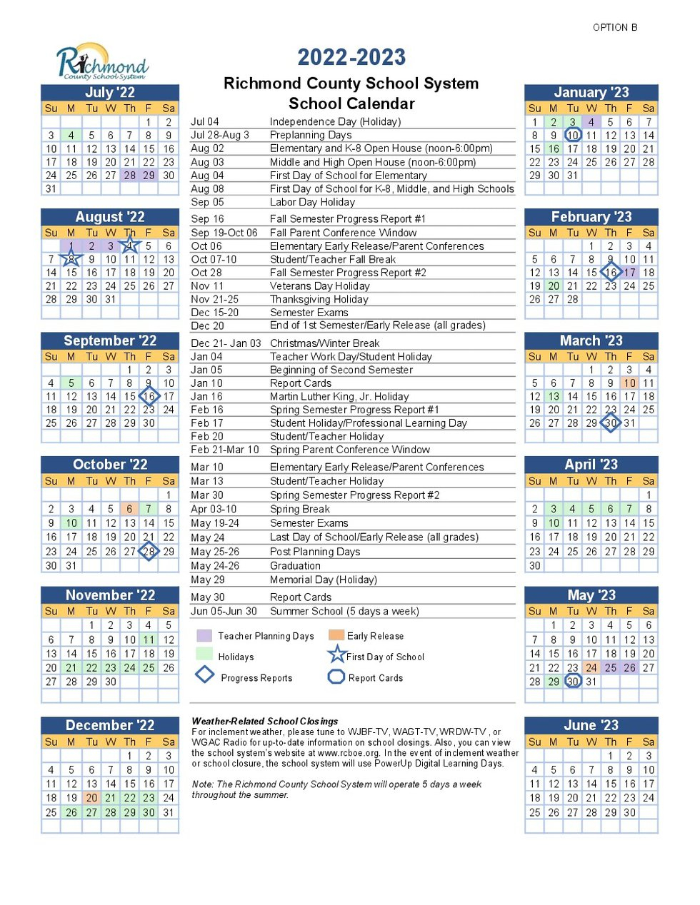 Richmond County Calendar 2023