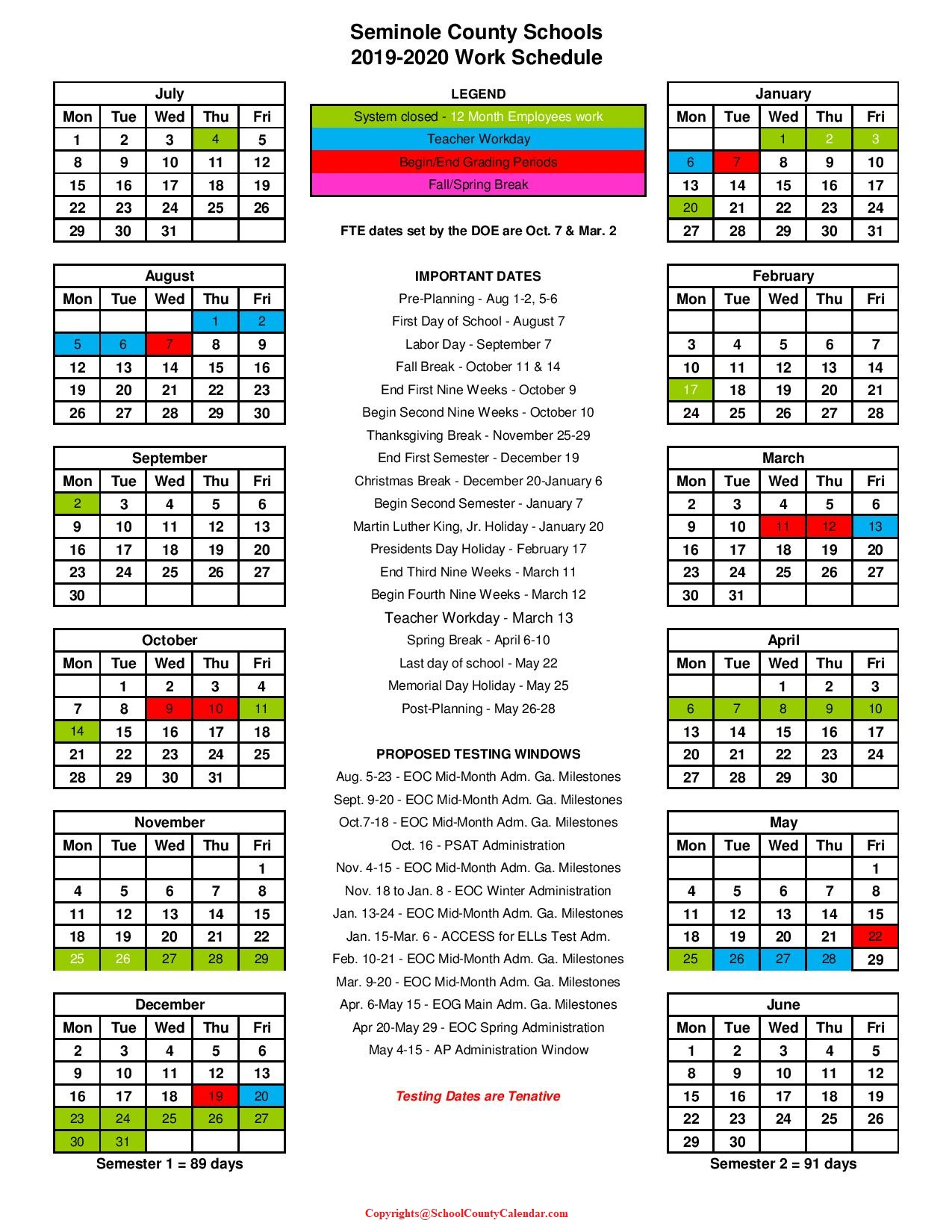 Seminole County School Calendar 2021 22 Important Update