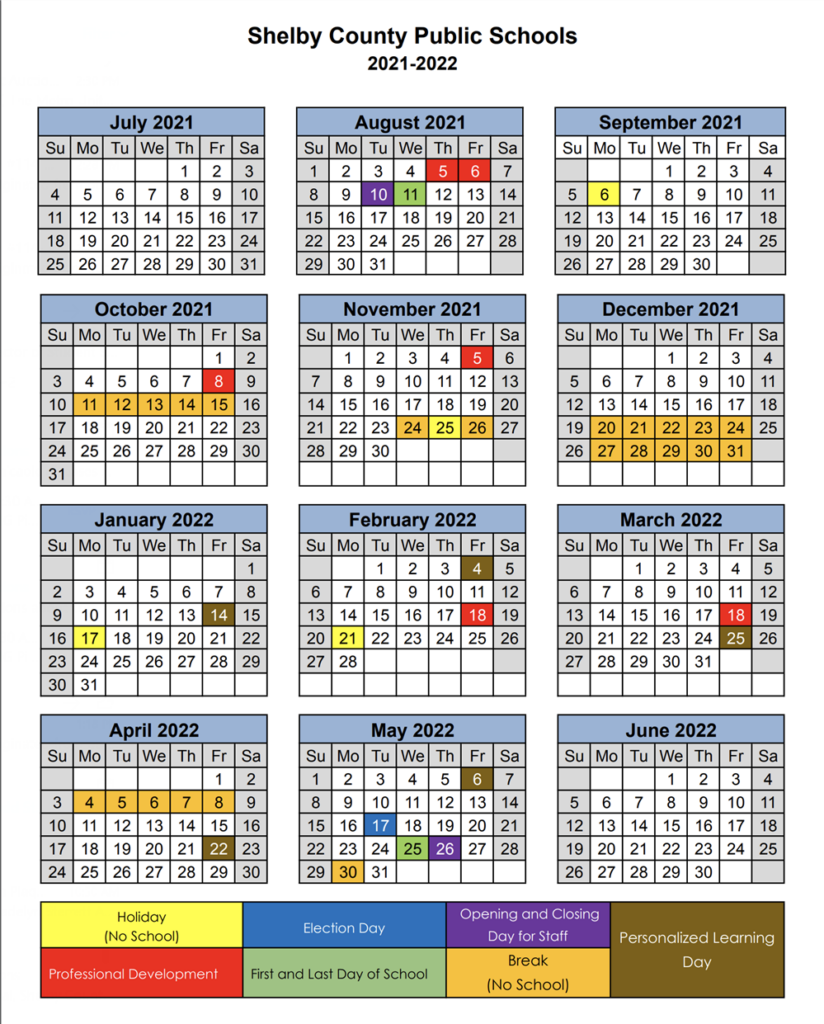 Shelby County High School Calendar