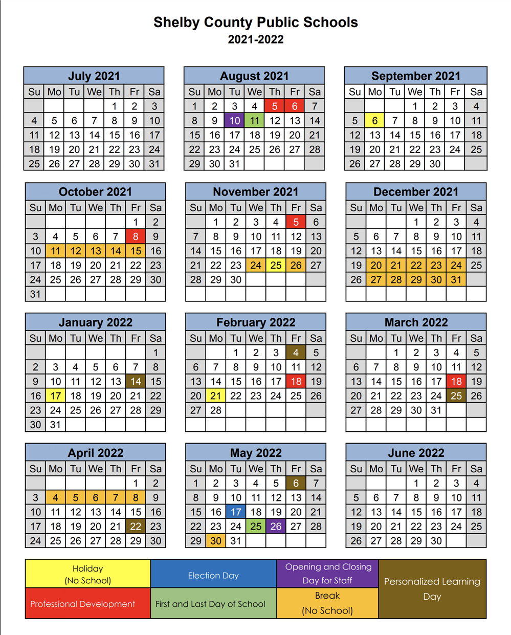 Shelby County Public Schools Calendar 2022 And 2023 PublicHolidays From Shelby County Calendar