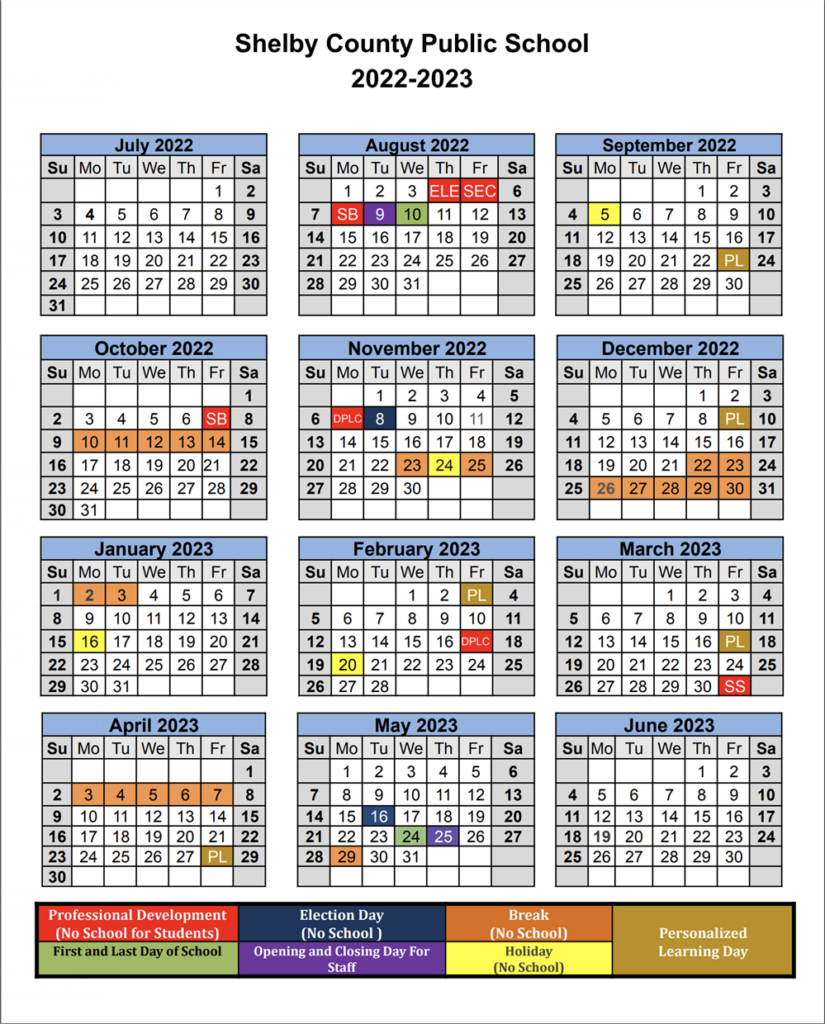 Shelby County Public Schools Calendar 2022 And 2023 PublicHolidays