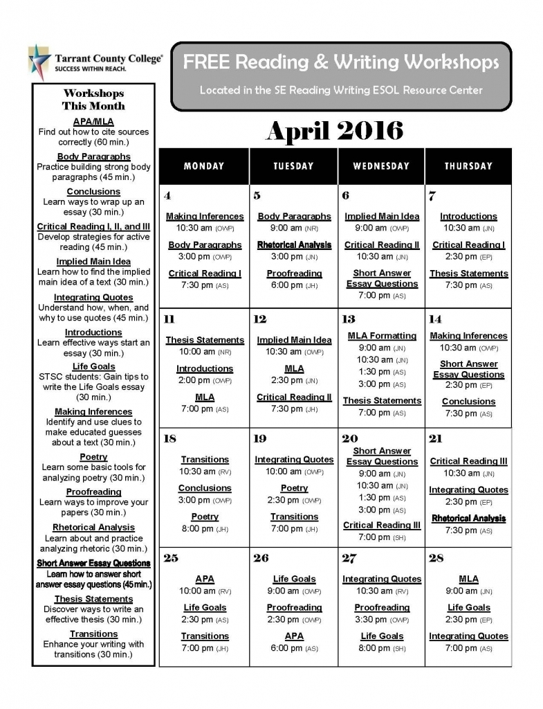 Tarrant County Calendar