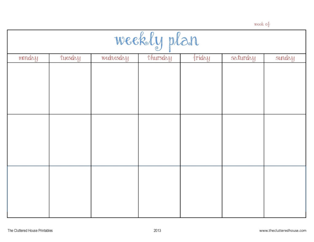 The Cluttered House Weekly Planner Printable